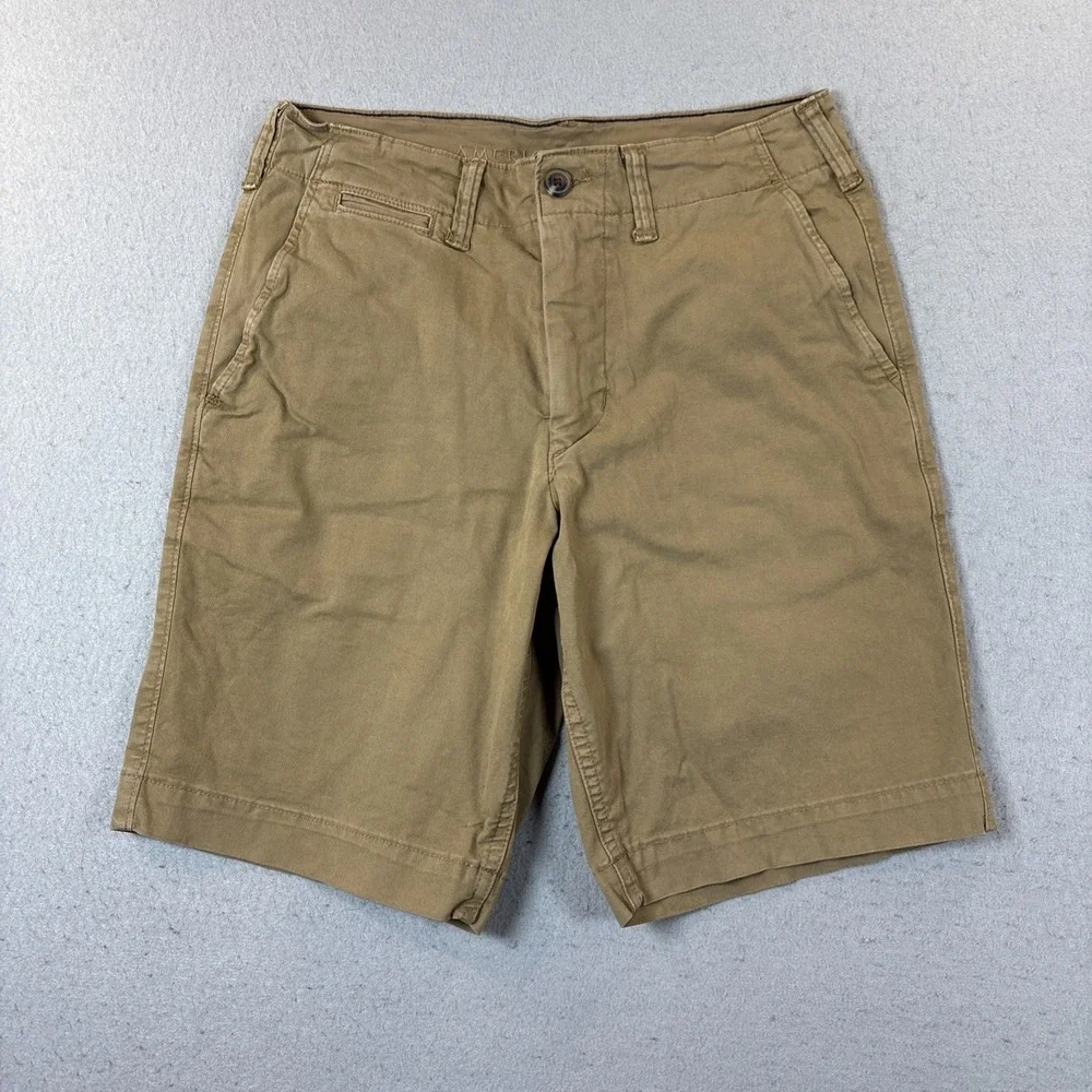 American Eagle Next Level Flex Khaki Chino Shorts Men 28‎ Tan Stretch Flat Front
